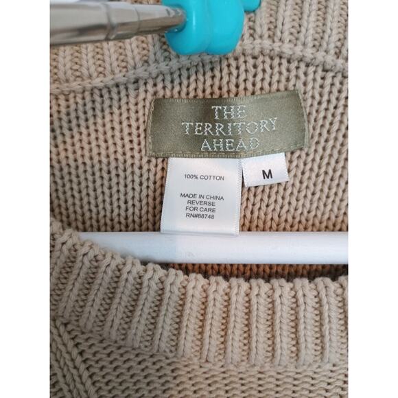 The Territory Ahead Sweater Mens Medium Beige Cable Knit Cozy Cabincore Neutral - Picture 3 of 6